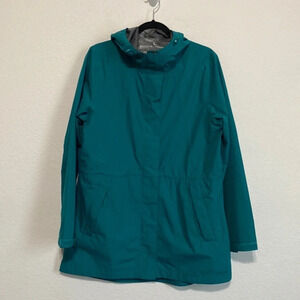 Lands' End Teal Long Sleeve Rain Jacket Size M